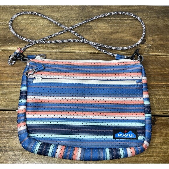 KAVU Pearrygin Pouch Satchel Crossbody Bag Purse Single Rope Mesh Neoprene Sling - Picture 1 of 7
